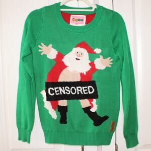 TIPSYELVES Censored Santa Ugly Christmas Sweater | Small